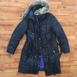 andrew marc puffer coat with fur trim